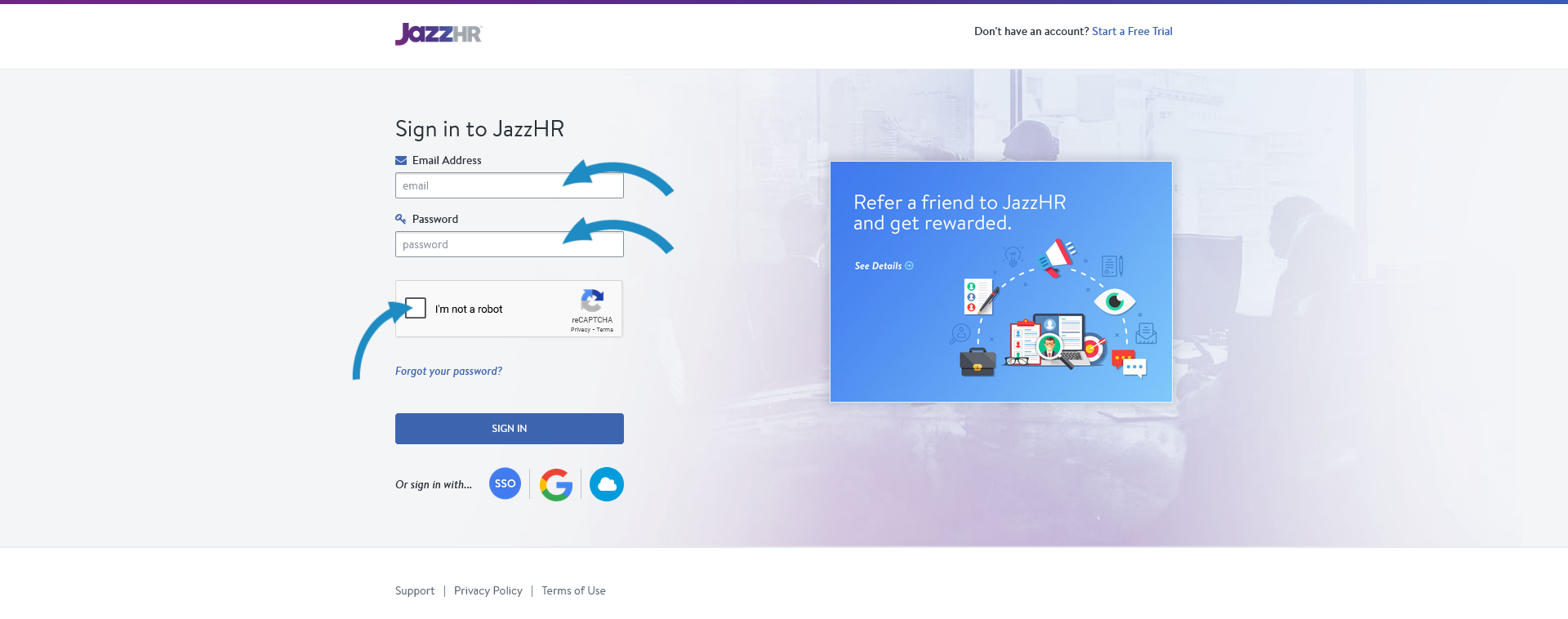 Login page screenshot